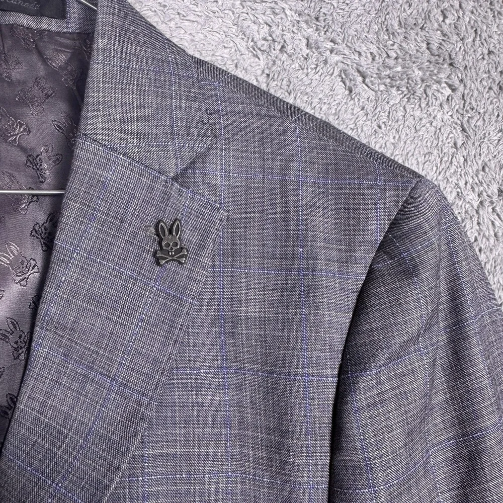 Psycho Bunny Sport Coat Blazer Mens 36R Windowpane Wool Canada 2 Button
